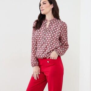 Autres filles Metallic Gold Pink Chain Link Print Long Sleeve Blouse XL